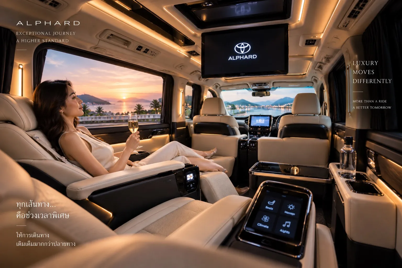 ห้องโดยสาร VIP ของ Alphard ที่ปรับเอนได้เหมือนเลานจ์